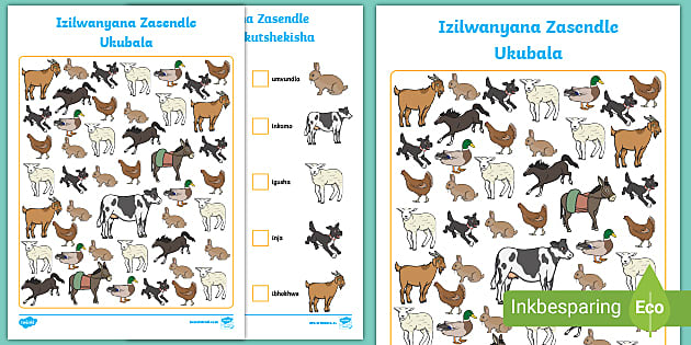Counting Animals Worksheet PDF | Farm Animals | isiXhosa