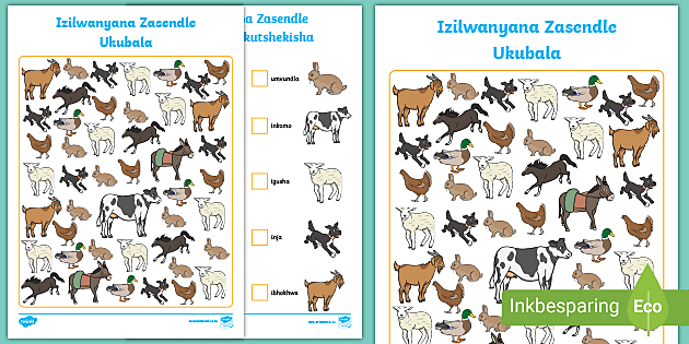 Counting Animals Worksheet PDF | Farm Animals | isiXhosa
