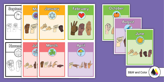 ASL Months of the Year Flash Cards (teacher made) - Twinkl