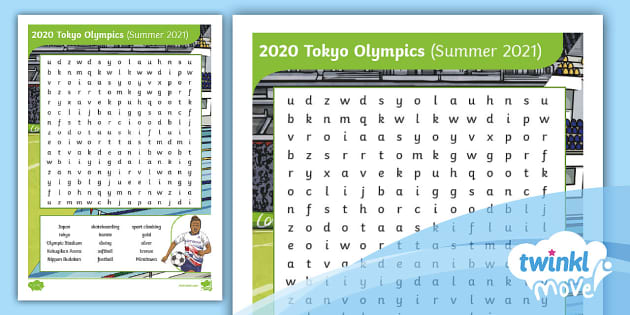 olympics word search tokyo 2020 2021 twinkl move pe
