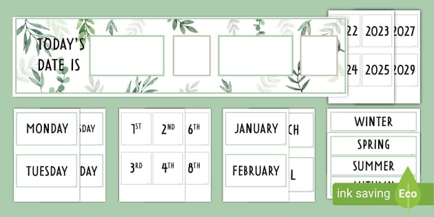 Botanical-Themed Calendar - Neutral Classroom (teacher made)