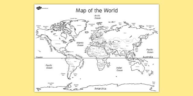 outline of world map labelling sheet primary resources