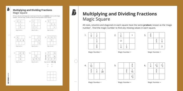 👉 Magic Square - Multiplying and Dividing Fractions