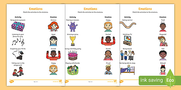 Changing Feelings Worksheet for kids