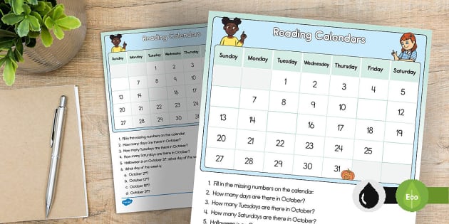 Reading Calendars Activity (teacher made) - Twinkl