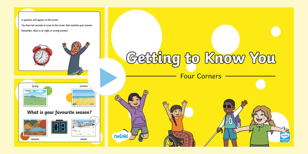 Getting to Know You game for kids - Four Corners