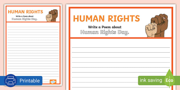 FREE! - Human Rights Day: Write a Poem Activity - Twinkl