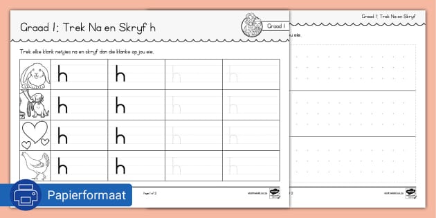 Graad 1 Klanke Handskrif en Lettervorming h (teacher made)