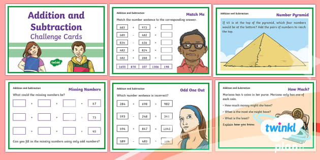 Planit Maths Y3 Addition And Subtraction Challenge Cards