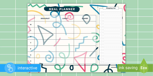 Retro Meal Planner With Shopping List | Twinkl Busy Bees