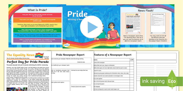 Pride 2018 Newspaper Report Writing Differentiated Activity Pack