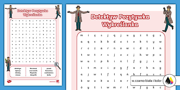 Detektyw Pozytywka ćwiczenia Do Lektury * NEW * Detektyw Pozytywka | Wykreślanka | Karta pracy
