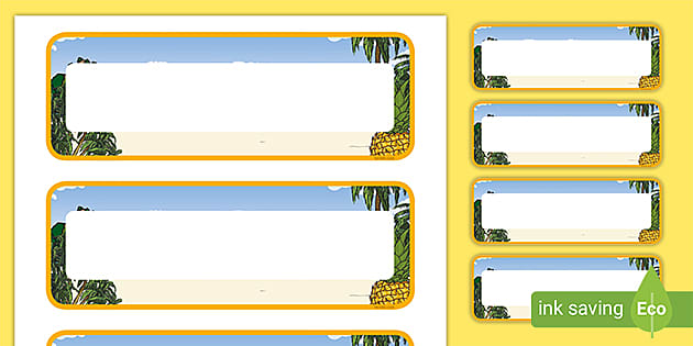 Tropical Pineapple Table Name Tags (teacher made) - Twinkl