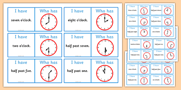 Half Past And O Clock Loop Cards