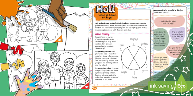 Holi Festival Of Colours Art Pages (Ages 5 - 7) - Twinkl