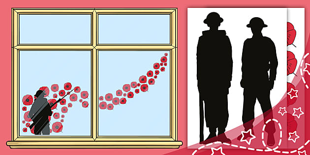Remembrance Day Window Display (Silhouette) - Twinkl