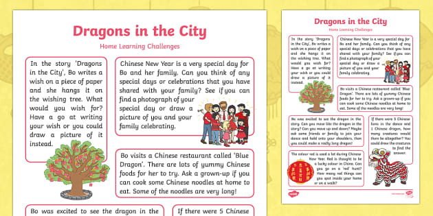 Dragons in the City Home Learning Challenges Reception FS2