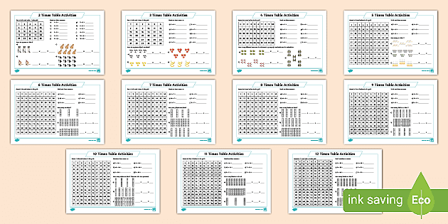 Multiplication Times Tables Worksheets Activity Pack