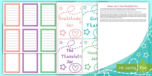 Ideas Jar: I Am Grateful For (teacher made) - Twinkl