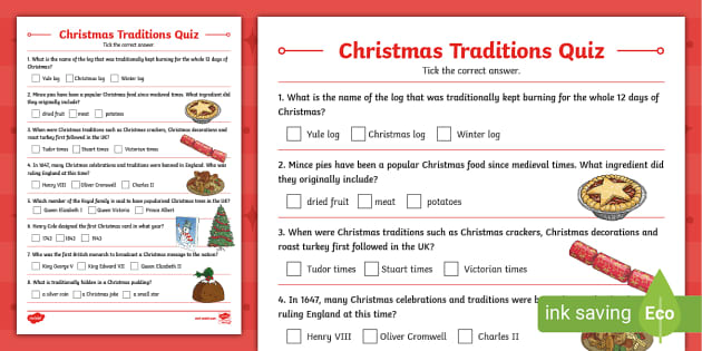 Christmas Traditions Quiz Questions and Answers  Twinkl