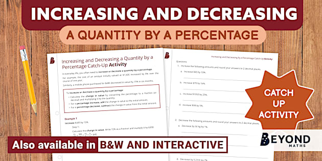 Increasing and Decreasing by a Percentage Catch-Up Activity