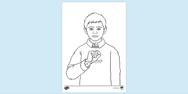 FREE! - BSL Child Crayon / Pencil Colouring Sheet - Twinkl