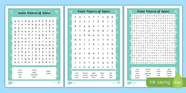 Saint Francis of Assisi Word Search (teacher made) Twinkl