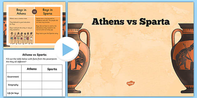 Sparta Vs Athens PowerPoint and Worksheet - athens, sparta