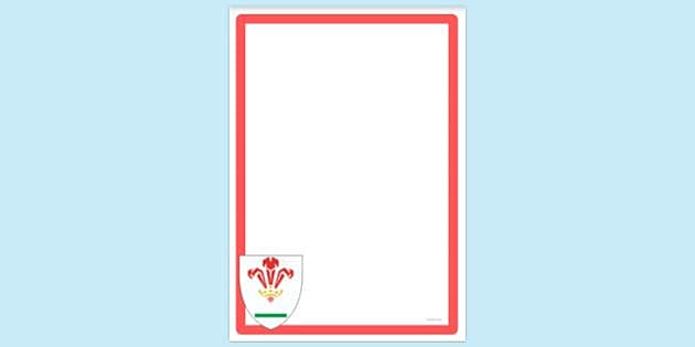 FREE! - Simple Blank Welsh Rugby Crest Page Border | Page Borders