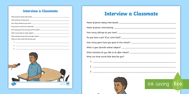 Back To School: Interview A Classmate Activity - Twinkl