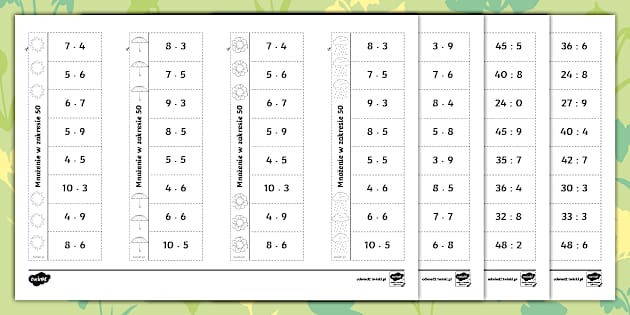 Matzoo Klasa 2 Dzielenie Do 30 Wiosenne mnożenie i dzielenie do 30 | Wklejki do zeszytu