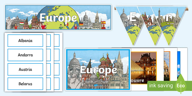 Europe Display Pack - All Around The World - KS2 - Twinkl