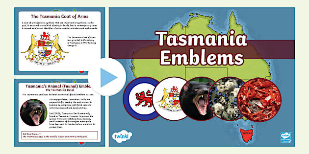 Tasmania Emblems PowerPoint (Teacher-Made) - Twinkl