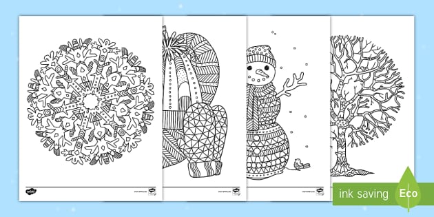 Winter Themed Mindfulness Coloring Sheets (teacher made)