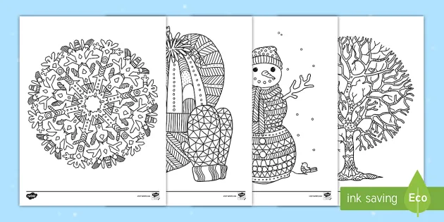 Winter Themed Mindfulness Coloring Sheets