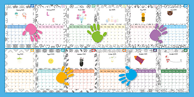 New Year Make Your Own Calendar: Baby Handprints Calendar