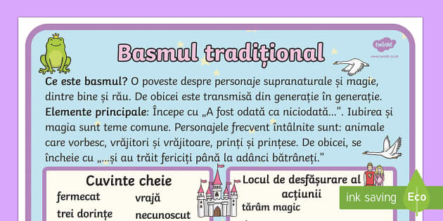 Genuri Literare, Basmul - Planșă Romanian-Romanian