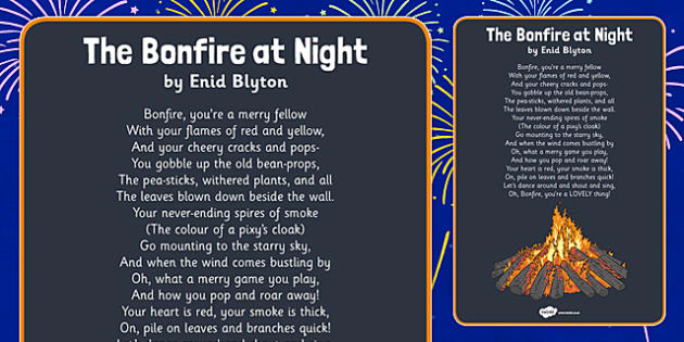 The Bonfire at Night by Enid Blyton Poem (teacher made)