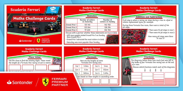 FREE! - 👉 Santander and Scuderia Ferrari F1: Maths Exercise Cards