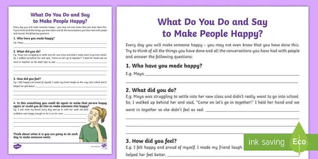 What Makes You And Others Happy Worksheet Teacher Made