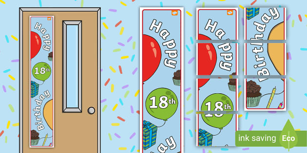 FREE! - 18th Birthday Vertical Door Banner - Twinkl