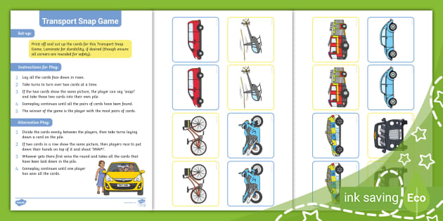 Transport Snap Game (teacher made) - Twinkl