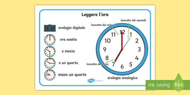 Telling the Time in Italian Worksheet Italian Word Mat