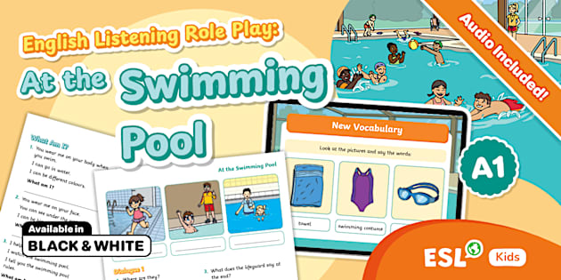 ESL Listening and Role Play: At the Swimming Pool [Kids, A1]