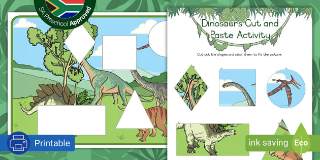 Dinosaurs Cut and Paste Activity (teacher made) - Twinkl