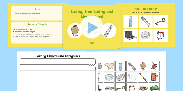 sorting living things and nonliving things ks1 science pack
