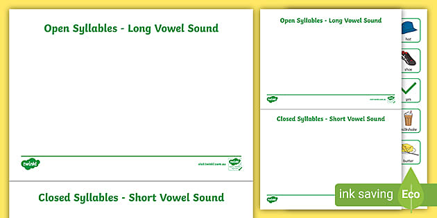 Open and Closed Syllables Worksheets Primary Resources