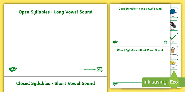 open and closed syllables worksheets primary resources