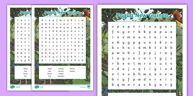 Crash Course Podcast Papua New Guinea Word Search Twinkl