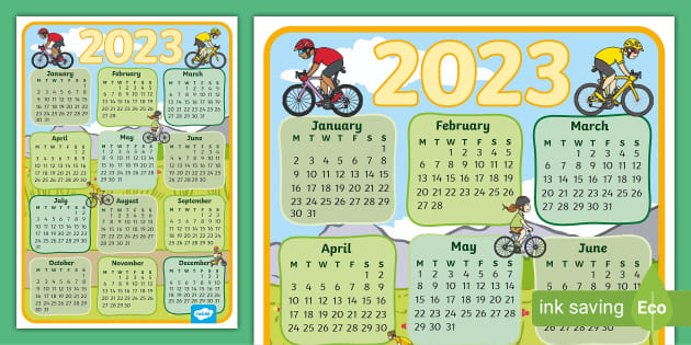 FREE! - Cycling Themed 2023 Wall Calendar (teacher made)